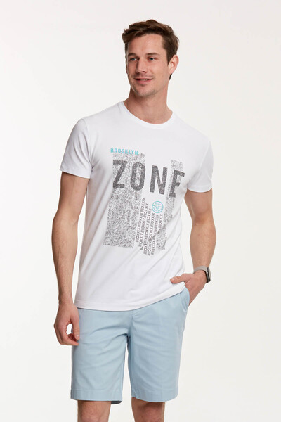 Brooklyn Zone Printed Round Neck Men's T-Shirt - Thumbnail