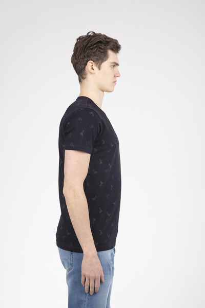 Butterfly Printed Crew Neck Men's T-Shirt - 4