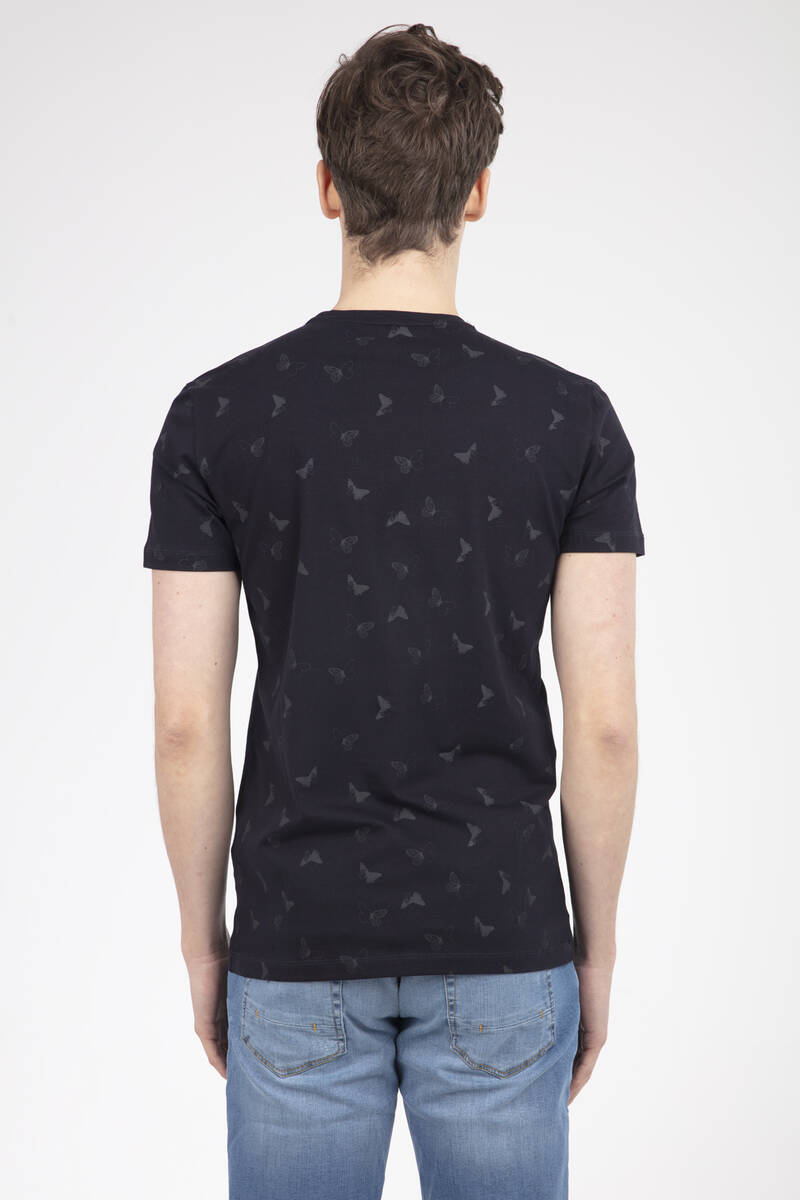 Butterfly Printed Crew Neck Men's T-Shirt