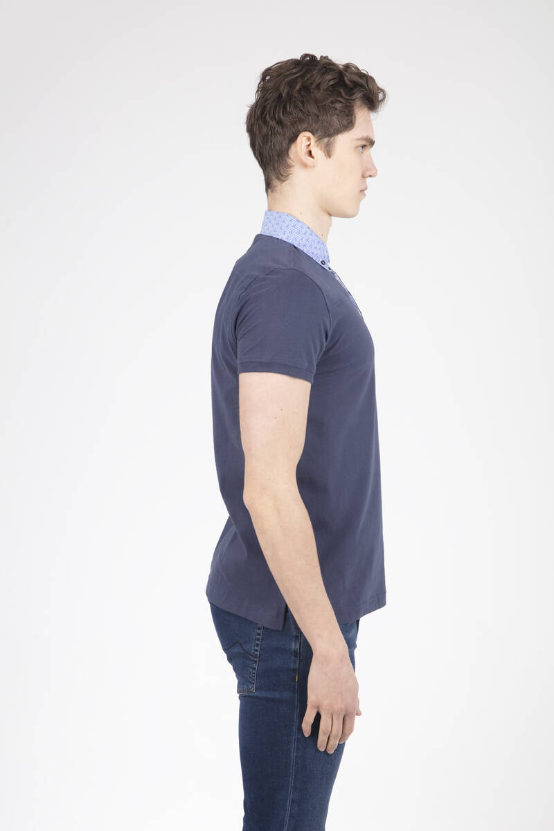 Buttoned Collar Polo Men's T-Shirt - 3