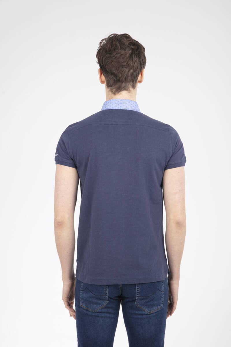 Buttoned Collar Polo Men's T-Shirt - 4