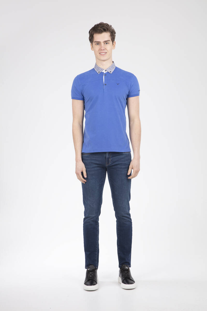 Buttoned Collar Polo Men's T-Shirt - 5