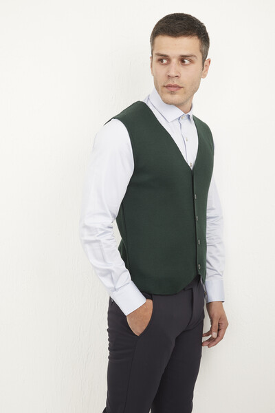 Buttoned Knitwear Vest - Thumbnail