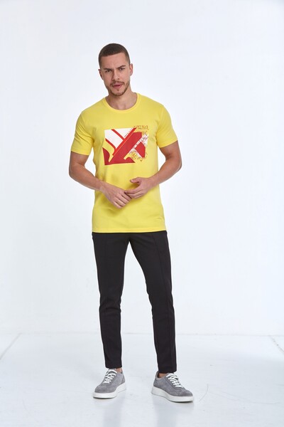 Caleb Baskılı Erkek Tişört Sarı - 3