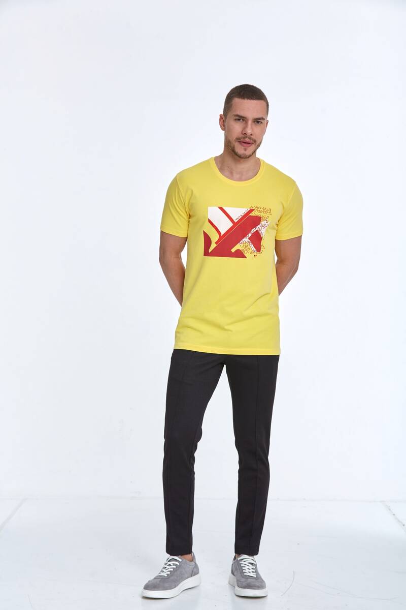 Caleb Printed Men's T-Shirt Yellow - 2