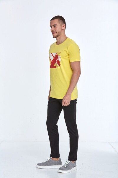Caleb Printed Men's T-Shirt Yellow - 4
