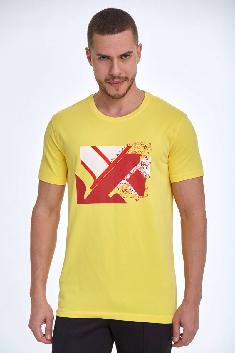 Caleb Printed Men's T-Shirt Yellow - 1