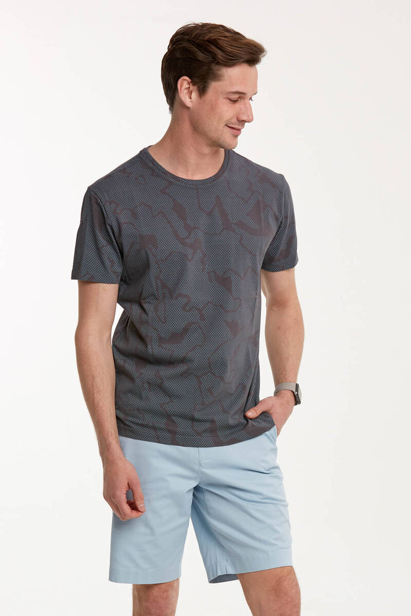 Camouflage Pattern Printed Round Neck Men's T-Shirt