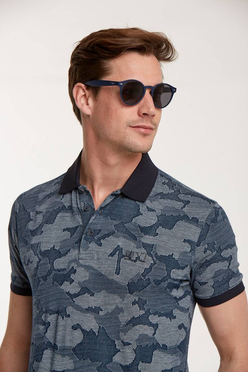 Camouflage Patterned Polo Neck Men's T-Shirt