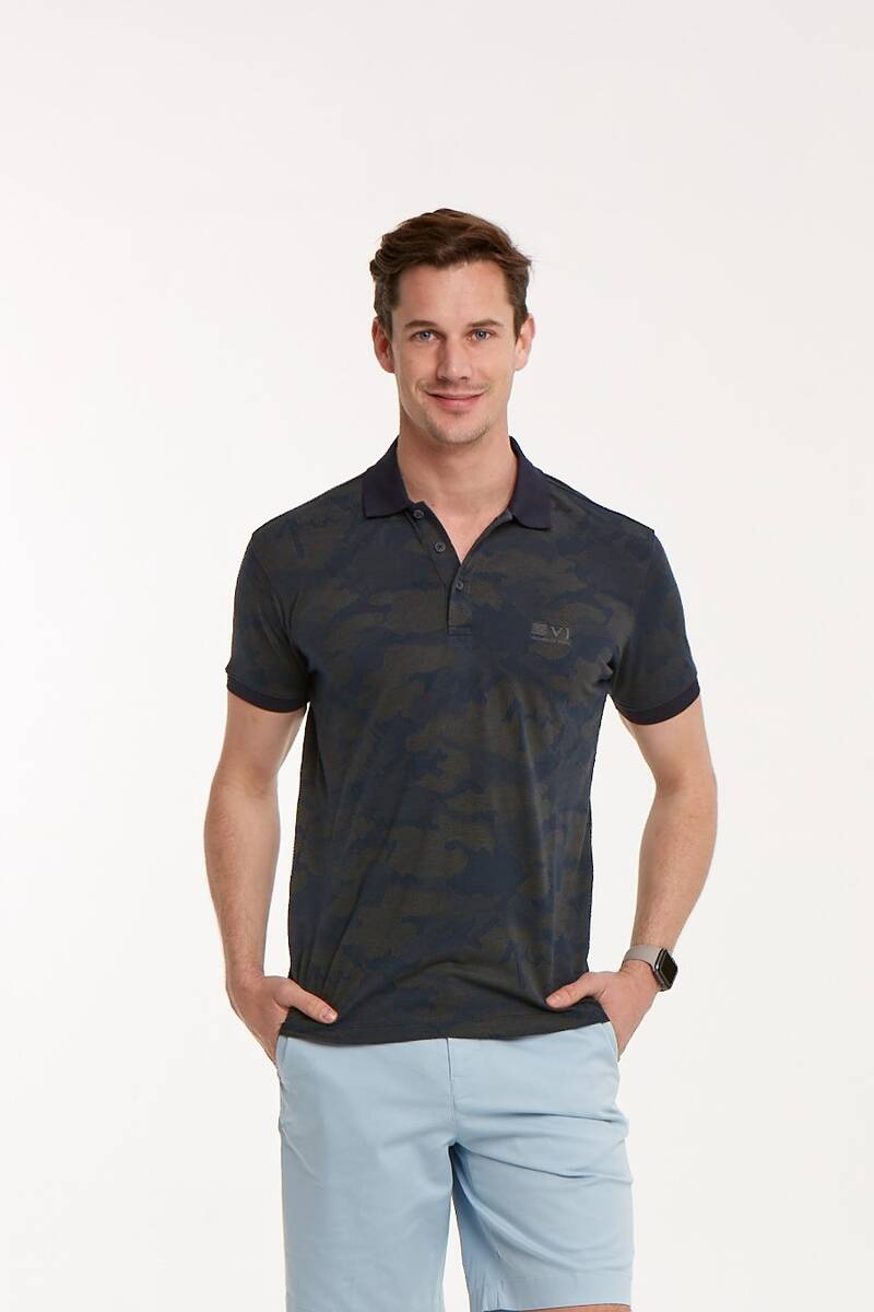 Camouflage Patterned Polo Neck Men's T-Shirt