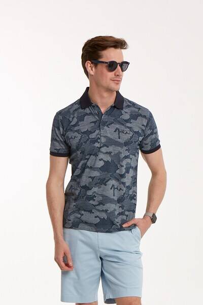 Camouflage Patterned Polo Neck Men's T-Shirt