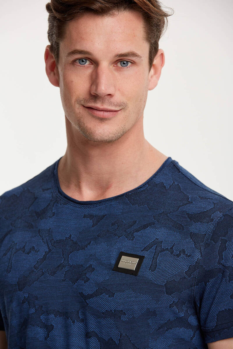 Camouflage Patterned Sausage Collar Men's T-Shirt - 4