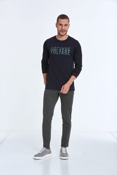 Capri Men's Long Sleeve T-Shirt Navy Blue - 2