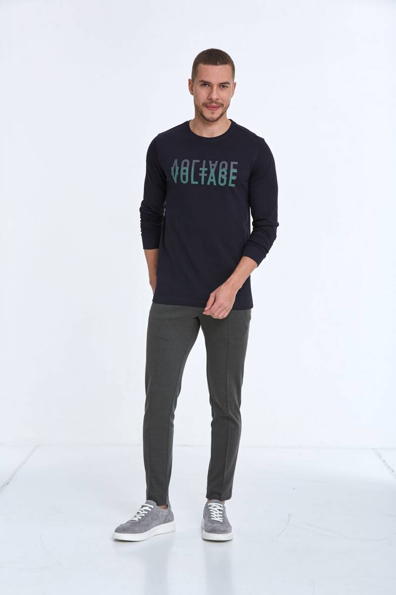 Capri Men's Long Sleeve T-Shirt Navy Blue - 2