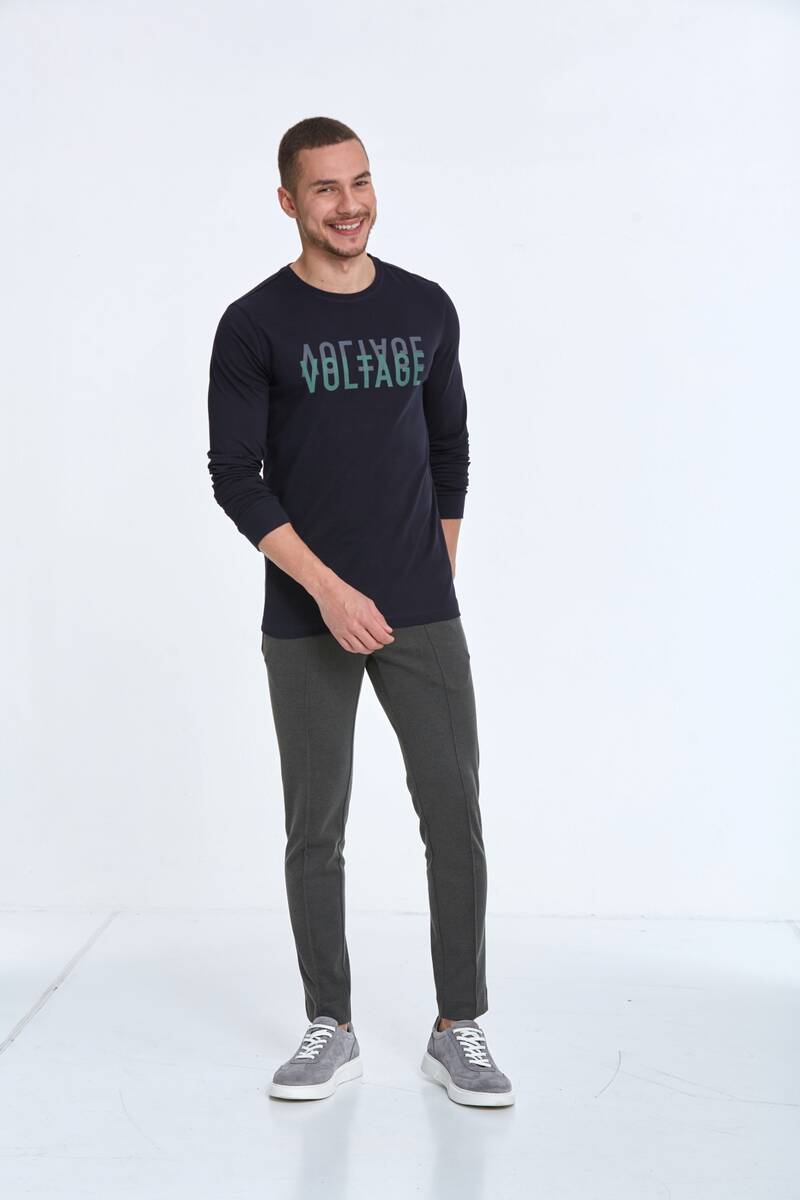 Capri Men's Long Sleeve T-Shirt Navy Blue - 3