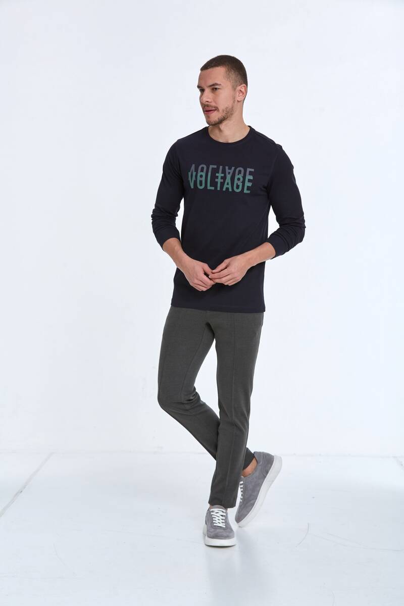 Capri Men's Long Sleeve T-Shirt Navy Blue - 4