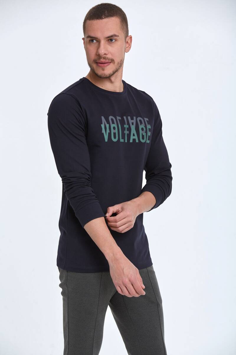 Capri Men's Long Sleeve T-Shirt Navy Blue - 1