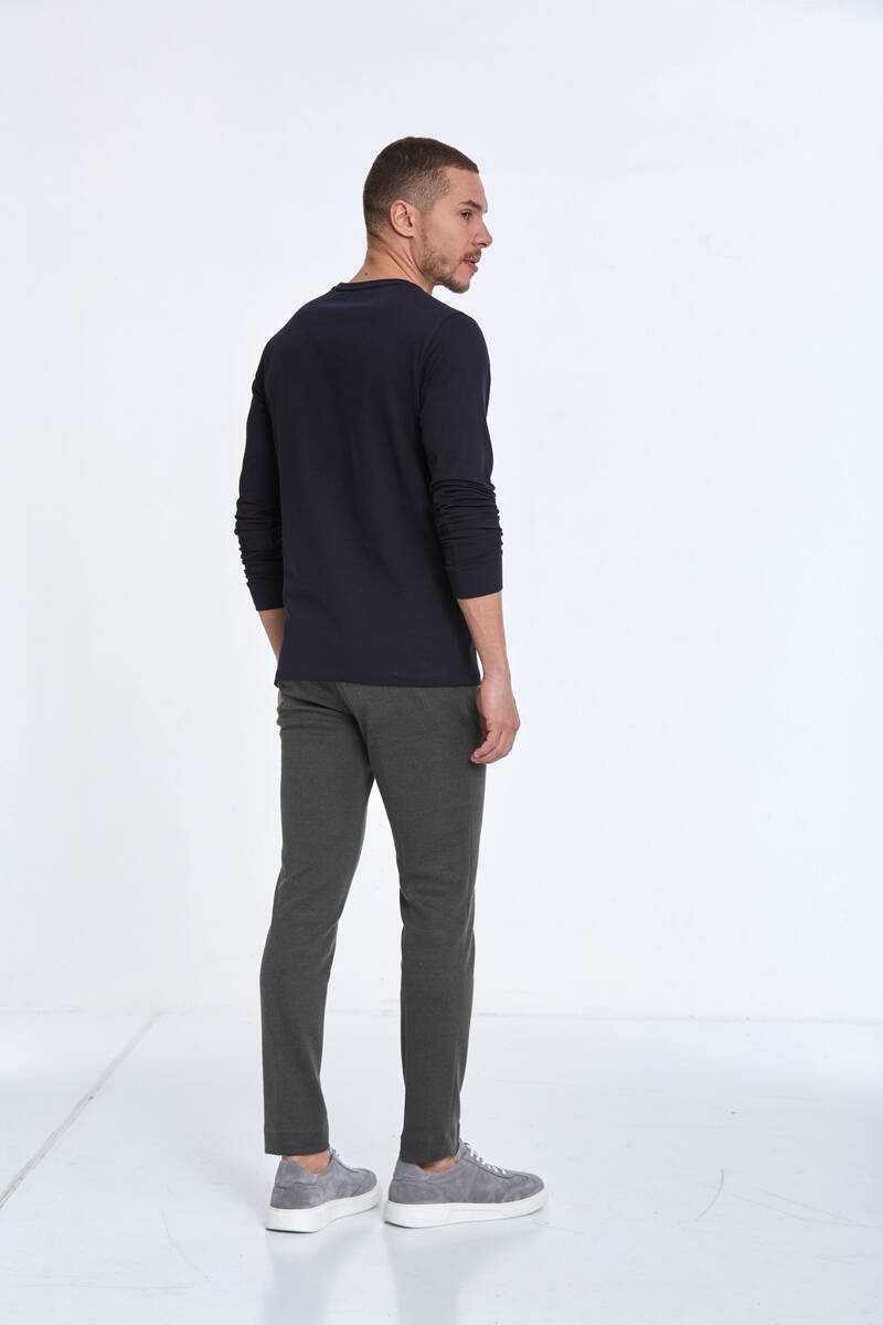 Capri Men's Long Sleeve T-Shirt Navy Blue - 5