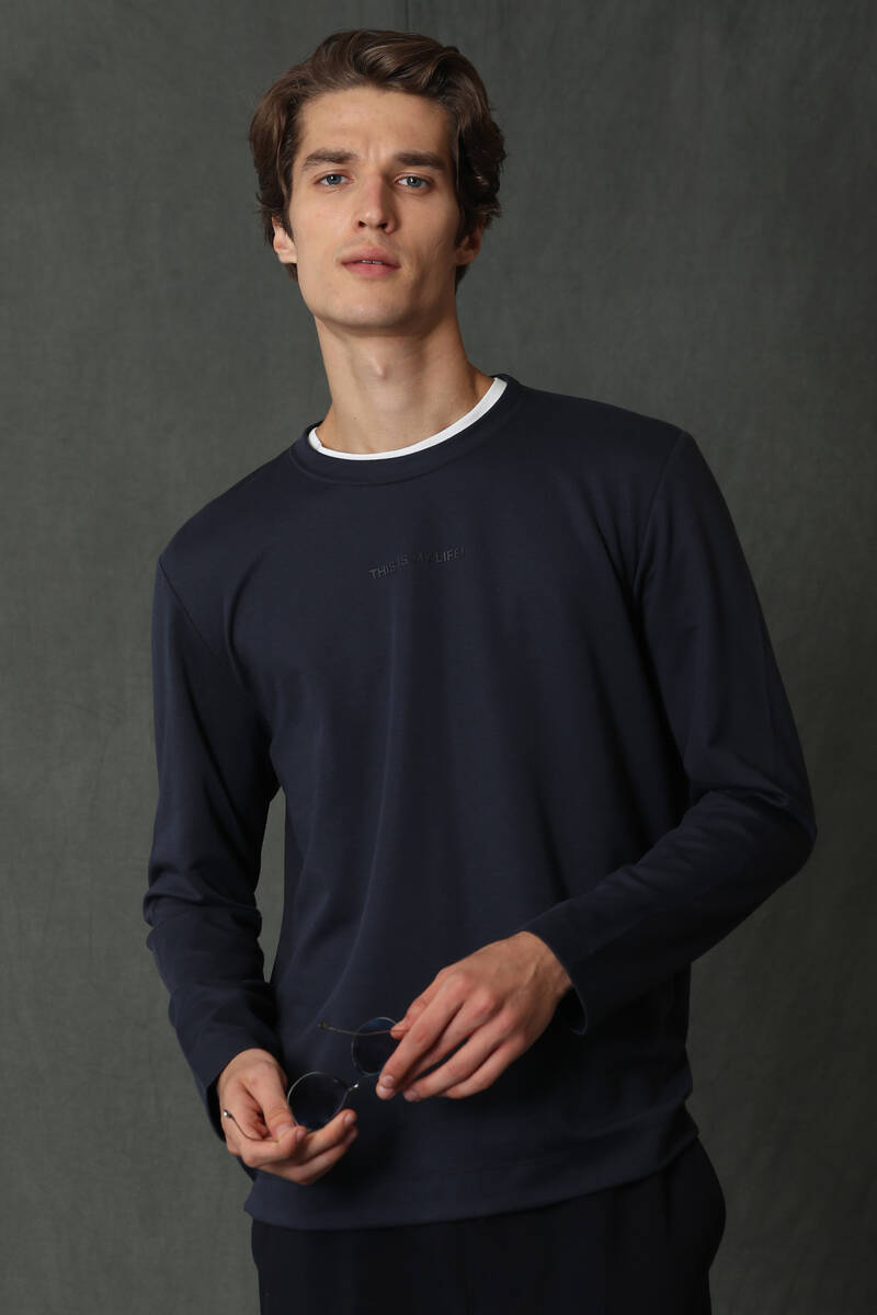 Carter Men's Long Sleeve T-Shirt Navy Blue - 1