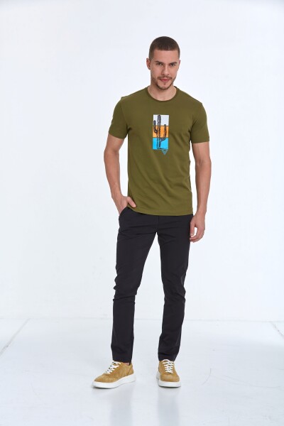 Cedro Printed Men's T-Shirt Khaki - 2
