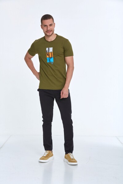 Cedro Printed Men's T-Shirt Khaki - 4