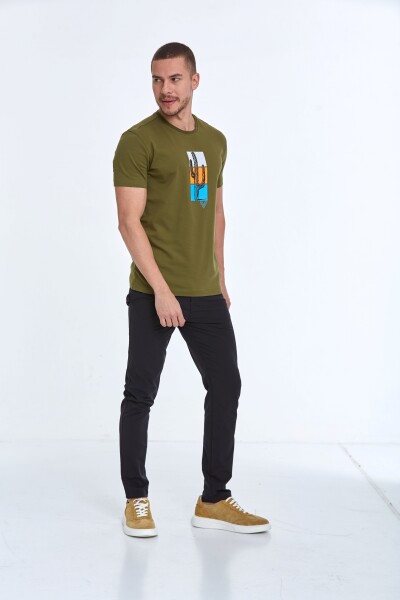 Cedro Printed Men's T-Shirt Khaki - 3