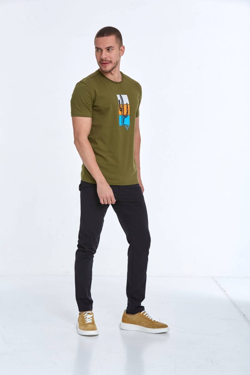 Cedro Printed Men's T-Shirt Khaki - 3