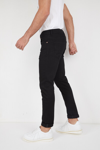 черные мужские джинсы узкие из лайкры - Thumbnail
