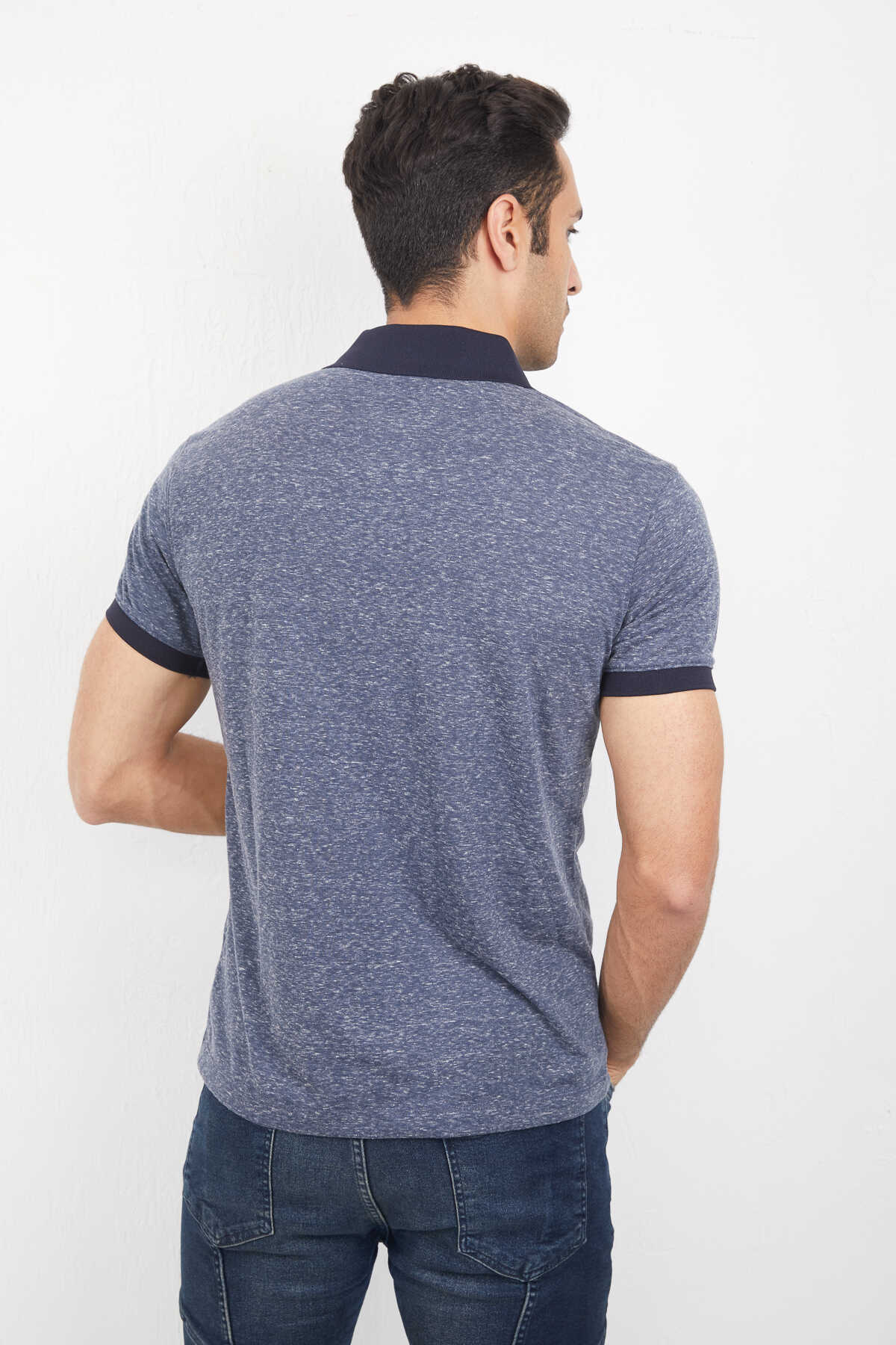 Chest Printed Polo Neck Men's T-Shirt 