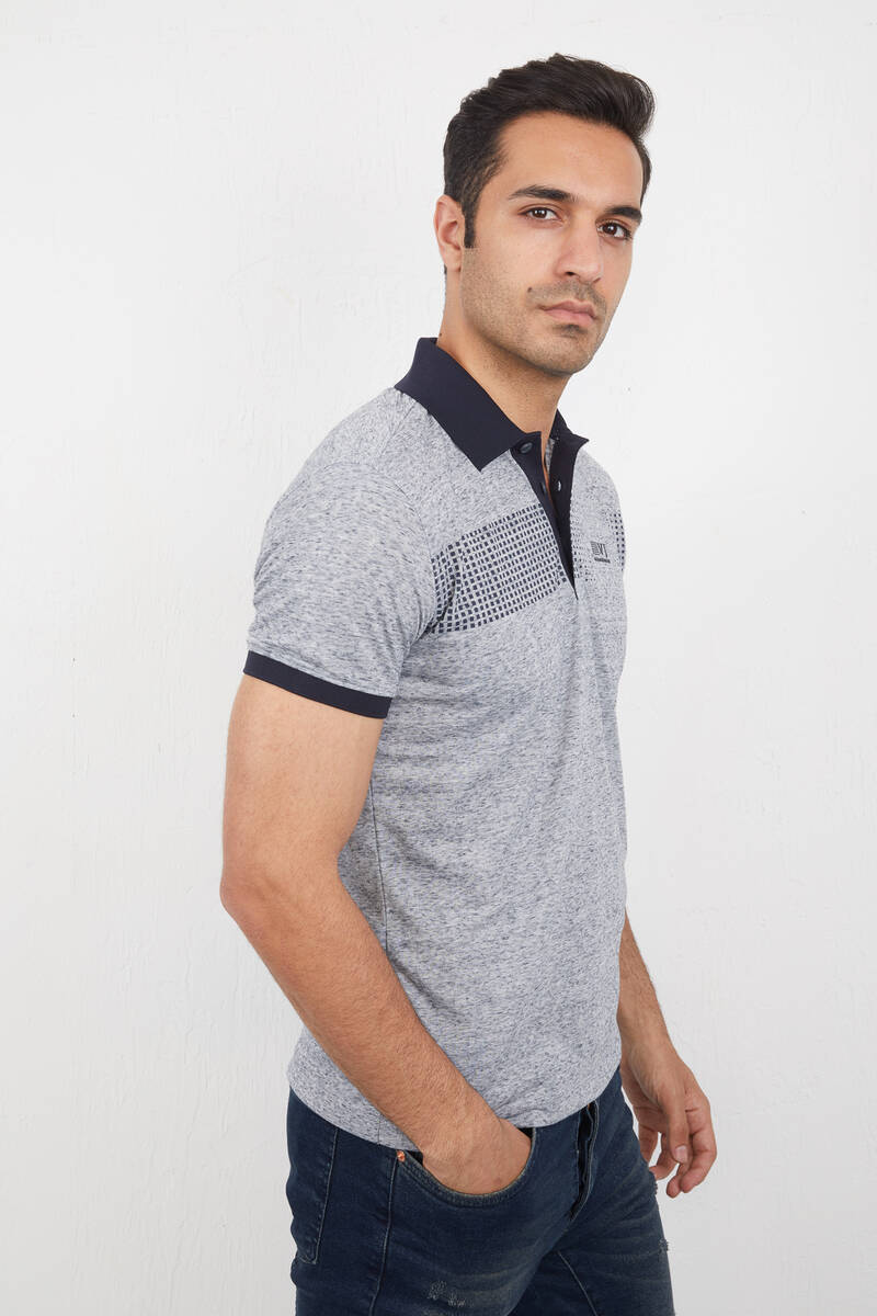 Chest Printed Polo Neck Men's T-Shirt