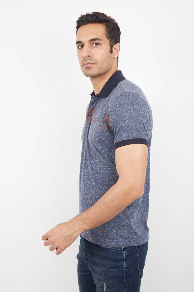 Chest Printed Polo Neck Men's T-Shirt