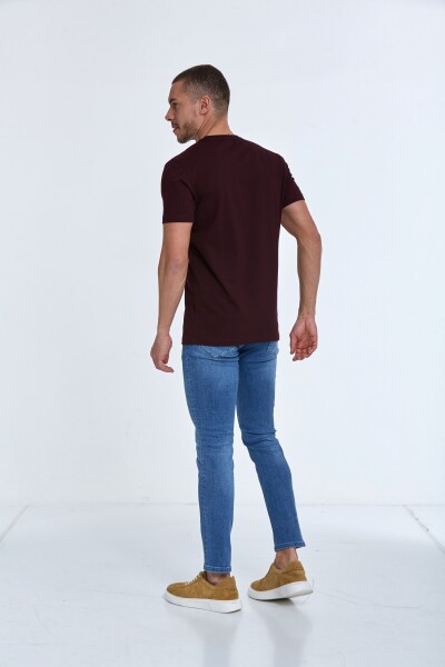 Chip Embroidered Men's T-Shirt Claret Red - 5