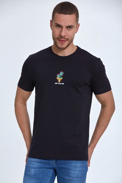 Chip Embroidered Men's T-Shirt Navy Blue 