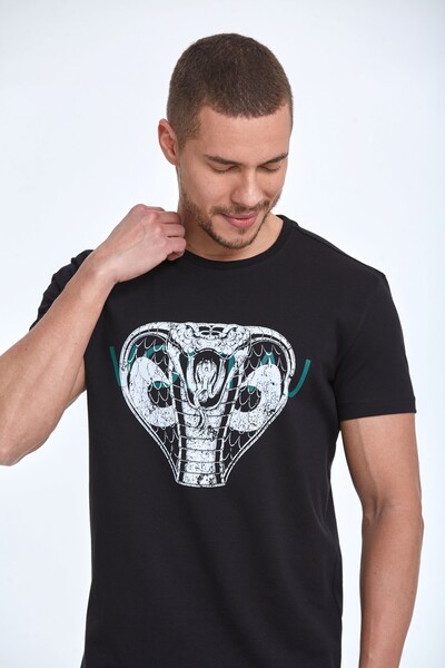 Cobra Printed Crew Neck Men's T-Shirt - Thumbnail