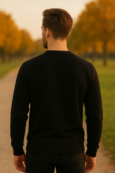 Cora Bisiklet Yaka Erkek Sweatshirt Siyah - 3