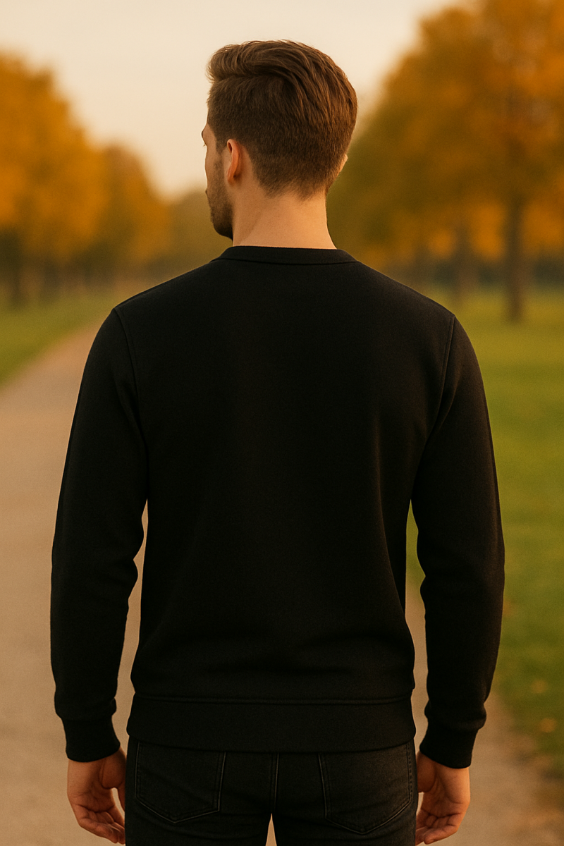 Cora Bisiklet Yaka Erkek Sweatshirt Siyah - 3