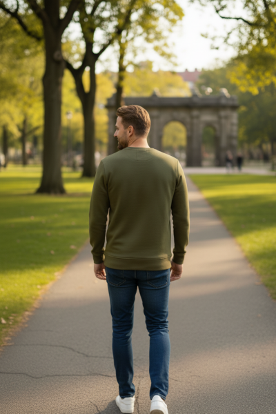 Cora Bisiklet Yaka Erkek Sweatshirt Yeşil - 4