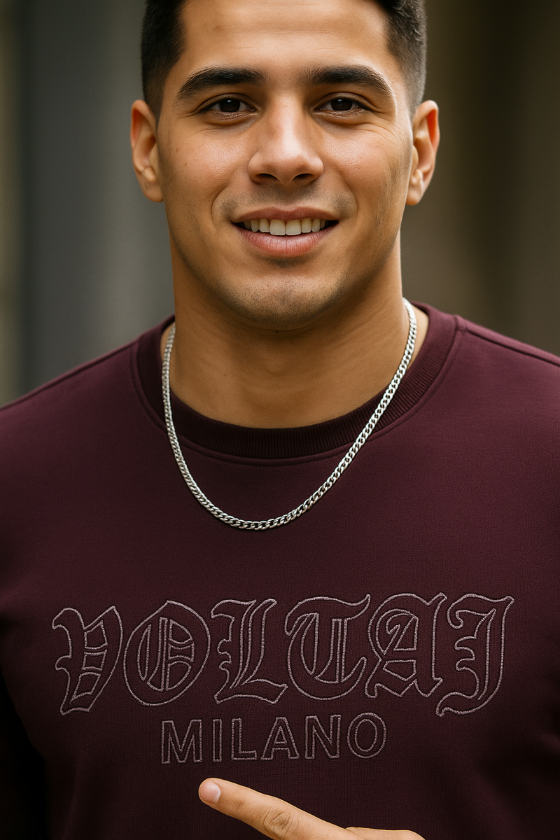 Cora Crew Neck Men's Sweatshirt Burgundy - 1