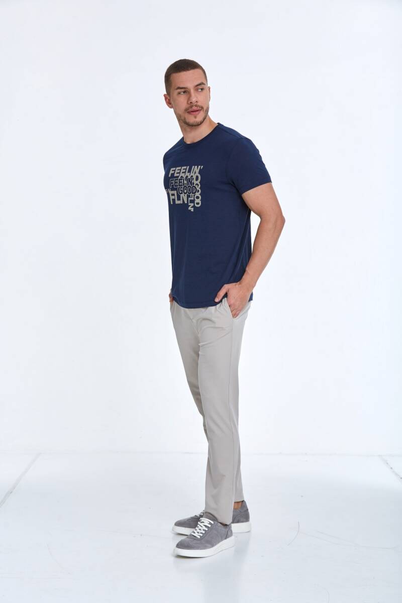 Cortez Printed Men's T-Shirt Navy Blue - 4