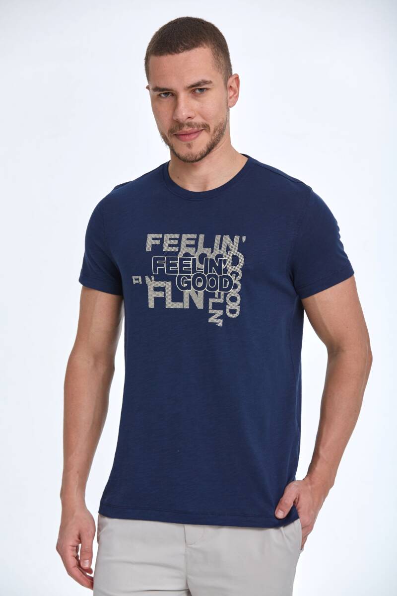 Cortez Printed Men's T-Shirt Navy Blue - 1