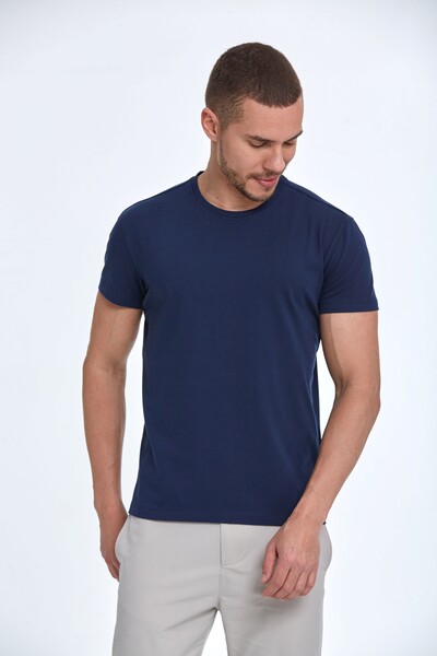 Cotton Single Jersey Plain Crew Neck T-Shirt - Thumbnail