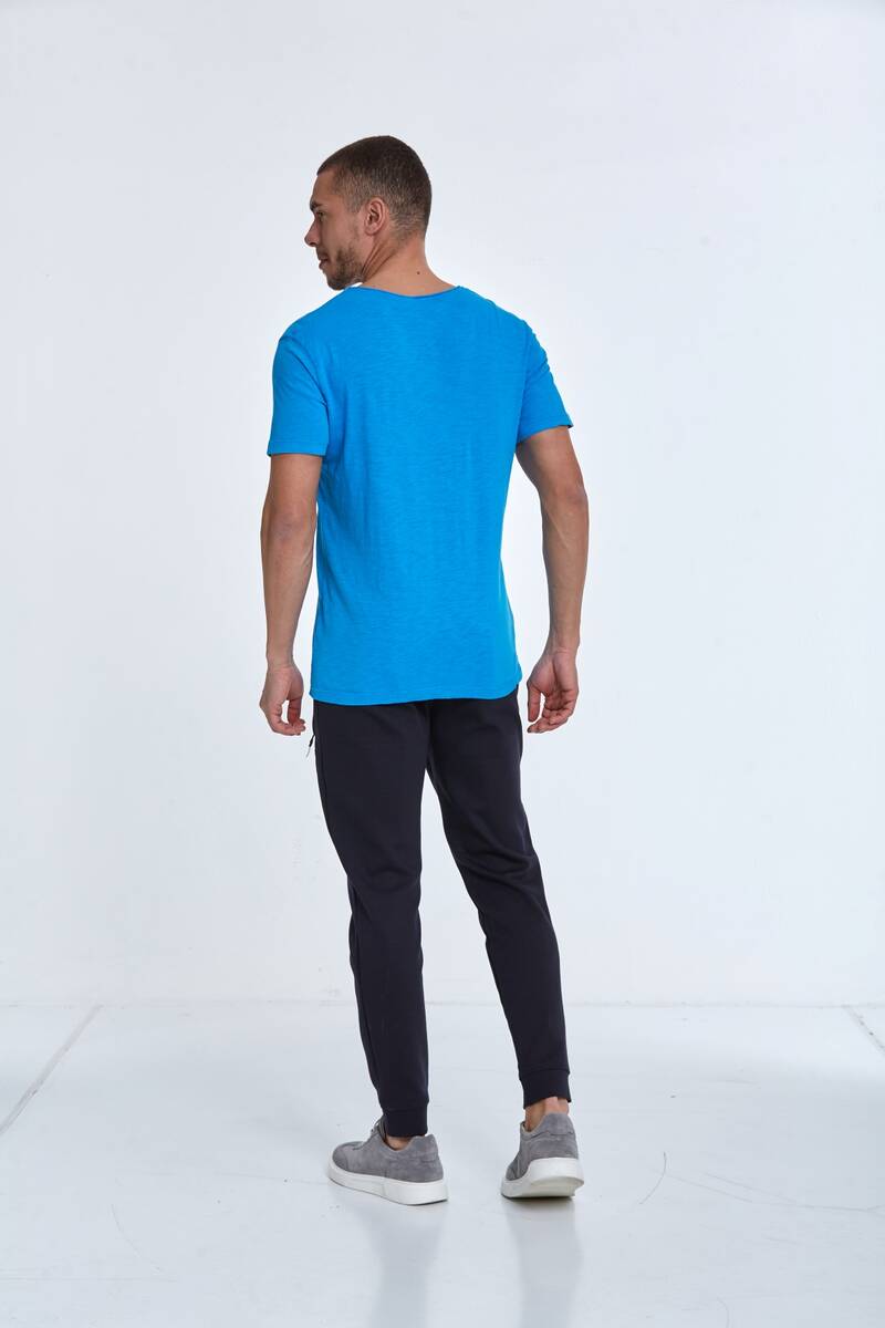 Crew Neck Flamed Single Jersey Cotton T-Shirt