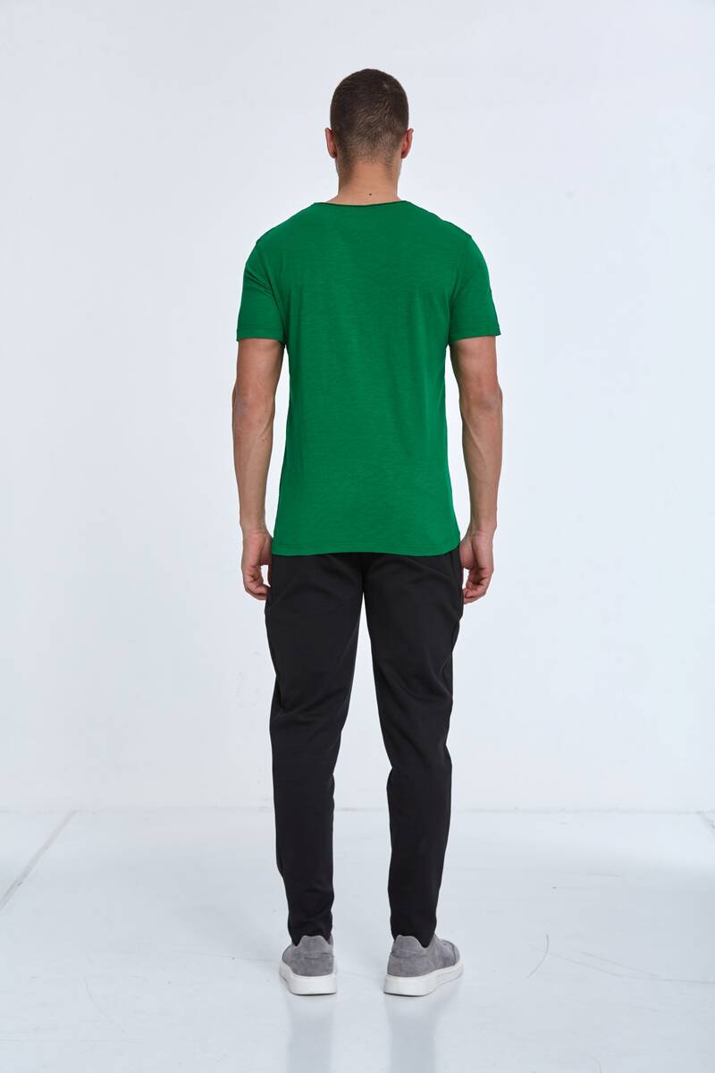 Crew Neck Flamed Single Jersey Cotton T-Shirt