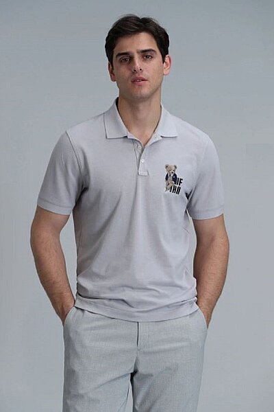 Crystal Smart Erkek Polo Tişört Gri - LUFIAN