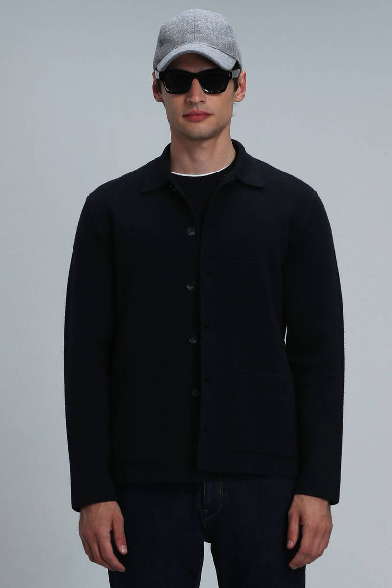 Daks Men's Cardigan Navy Blue - 1