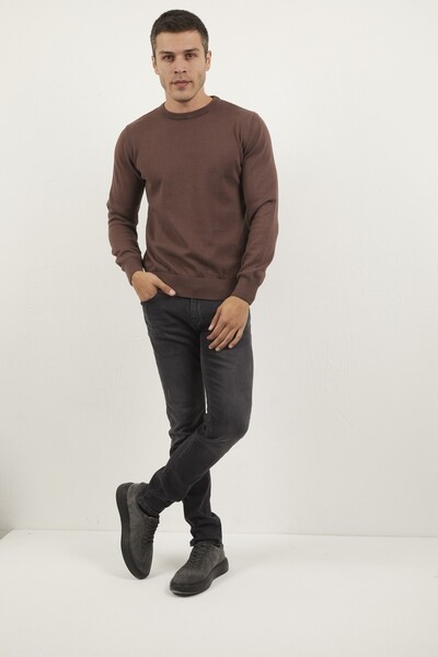 Daniel Crew Neck Men's Knitwear Sweater Brown - 1
