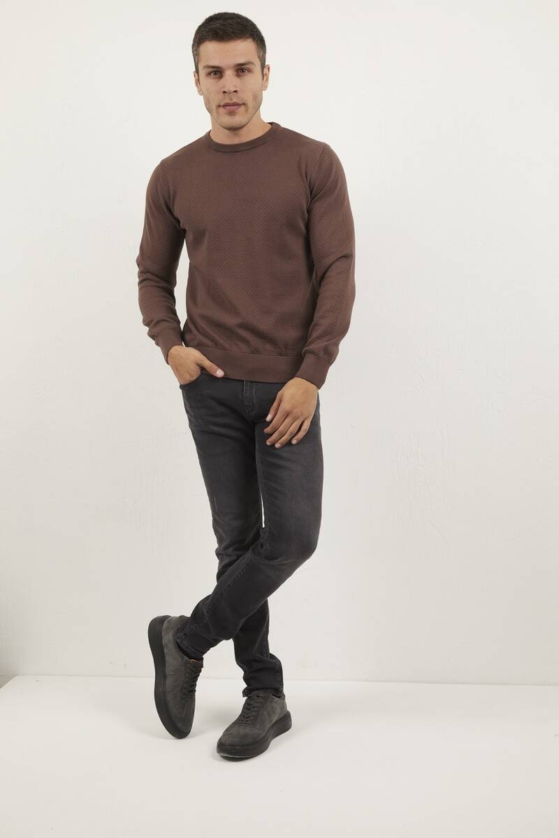 Daniel Crew Neck Men's Knitwear Sweater Brown - 1