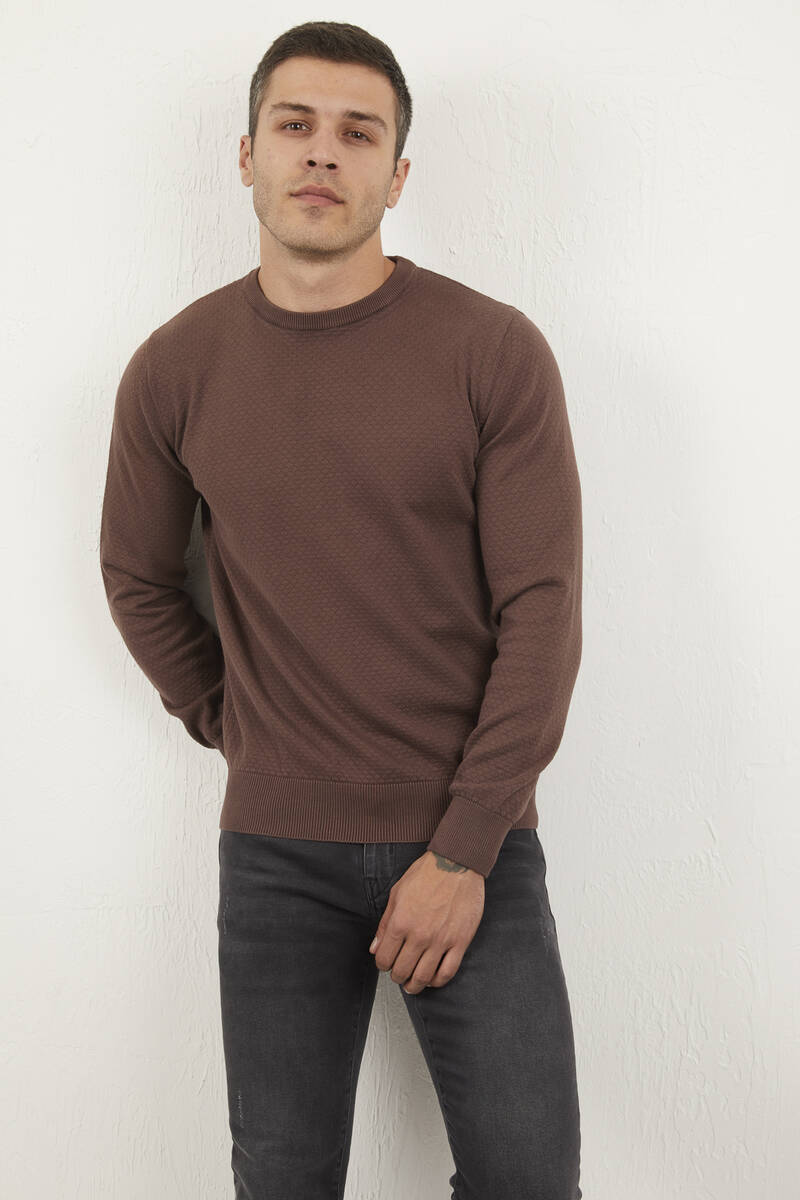 Daniel Crew Neck Men's Knitwear Sweater Brown - 2
