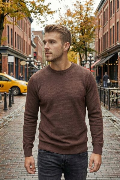 Daniel Crew Neck Men's Knitwear Sweater Brown - 5