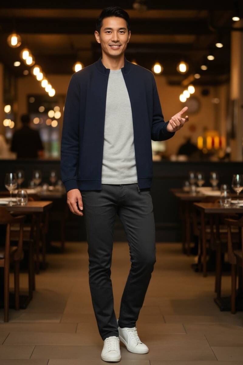 Danny Full Zip Sweatshirt Navy Blue - 2